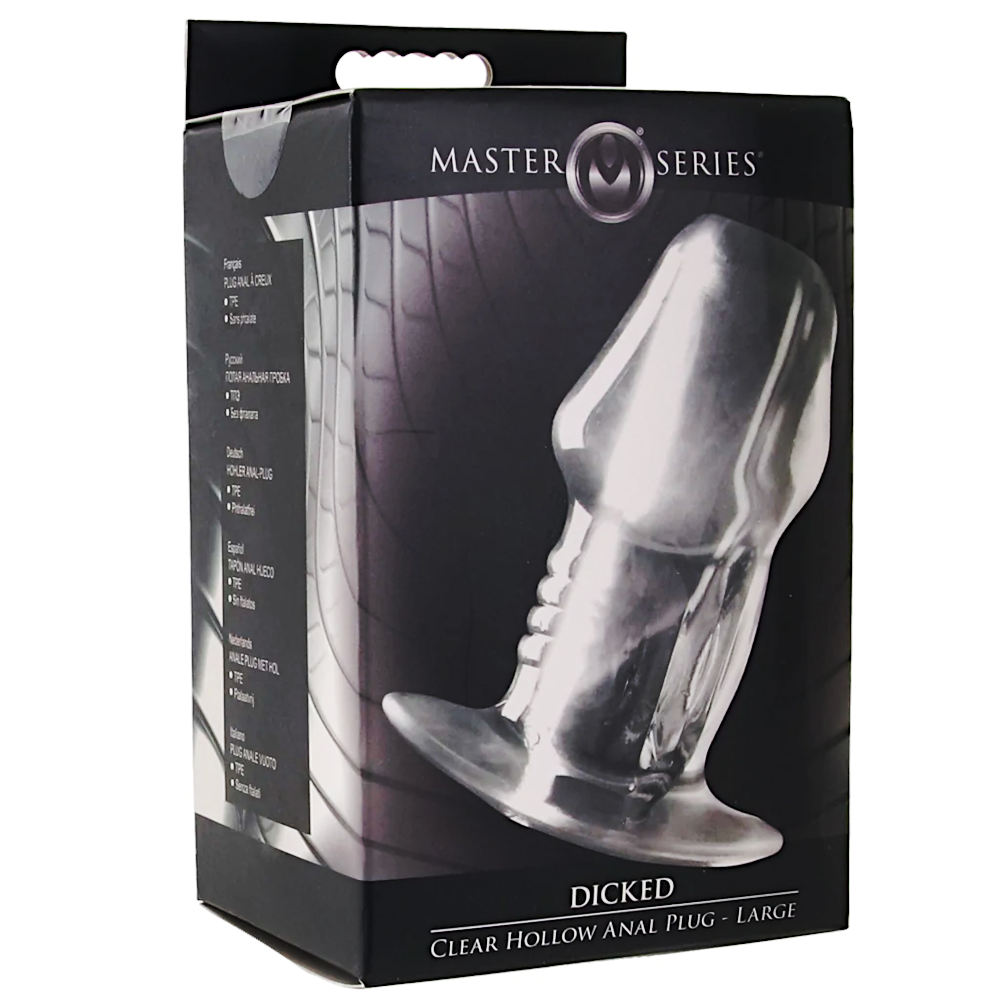 Master Series Dicked Clear Hollow Anal Plug - Large