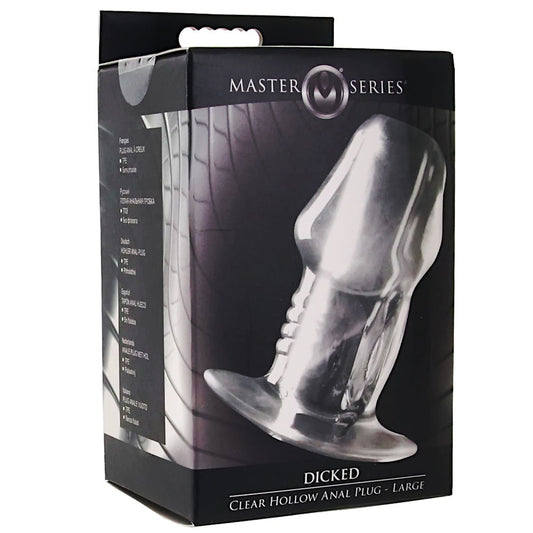 Master Series Dicked Clear Hollow Anal Plug - Large