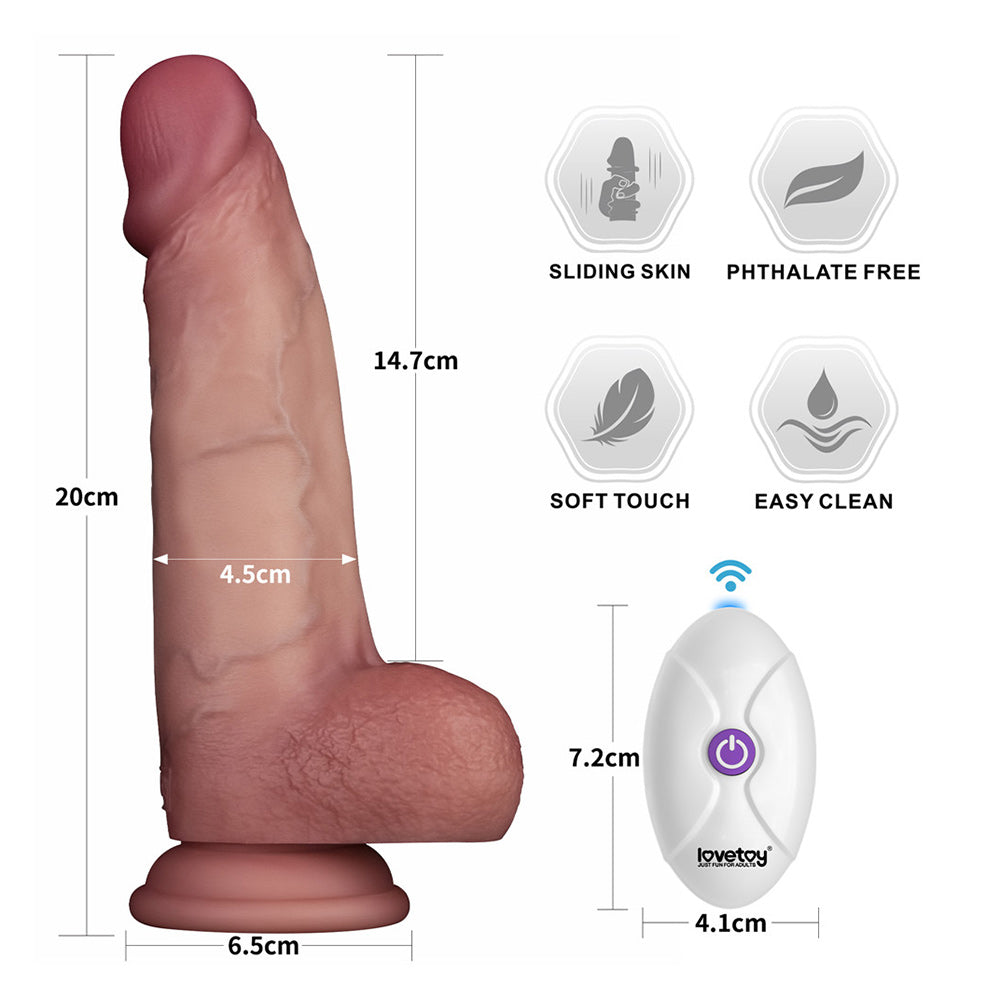 Lovetoy Sliding Skin Pro II Remote Controlled Vibrating 8 Inch Dong