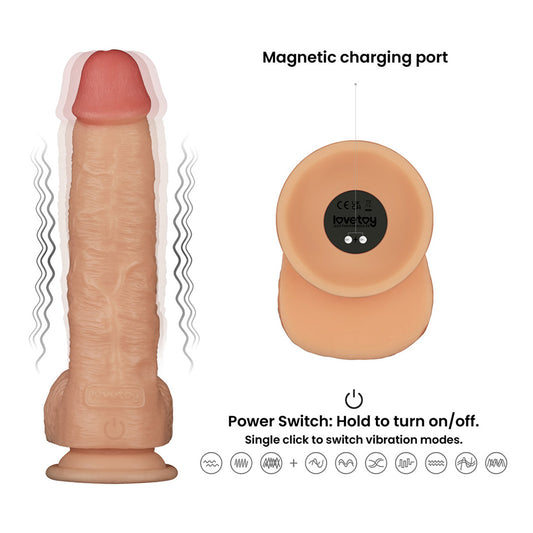 Lovetoy 9.5 Inch Power Basics Vibrating Dildo