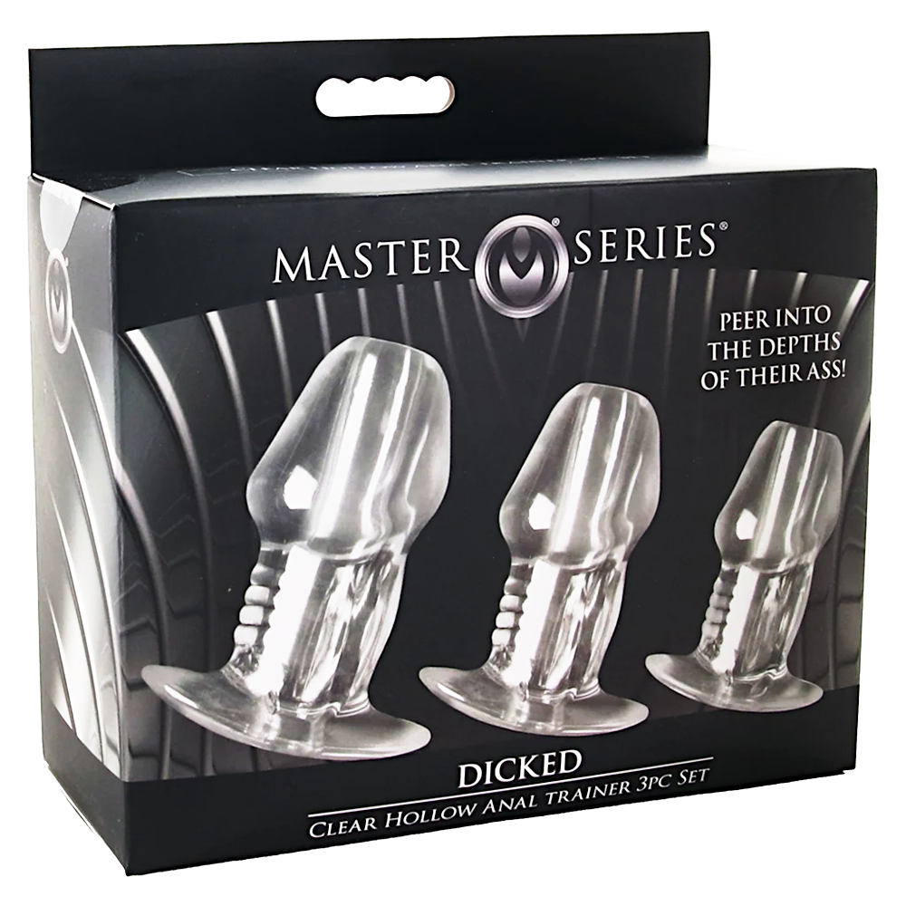 Master Series Dicked Clear Hollow Anal Plug 3 Piece Set