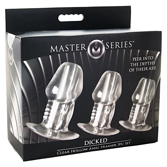 Master Series Dicked Clear Hollow Anal Plug 3 Piece Set