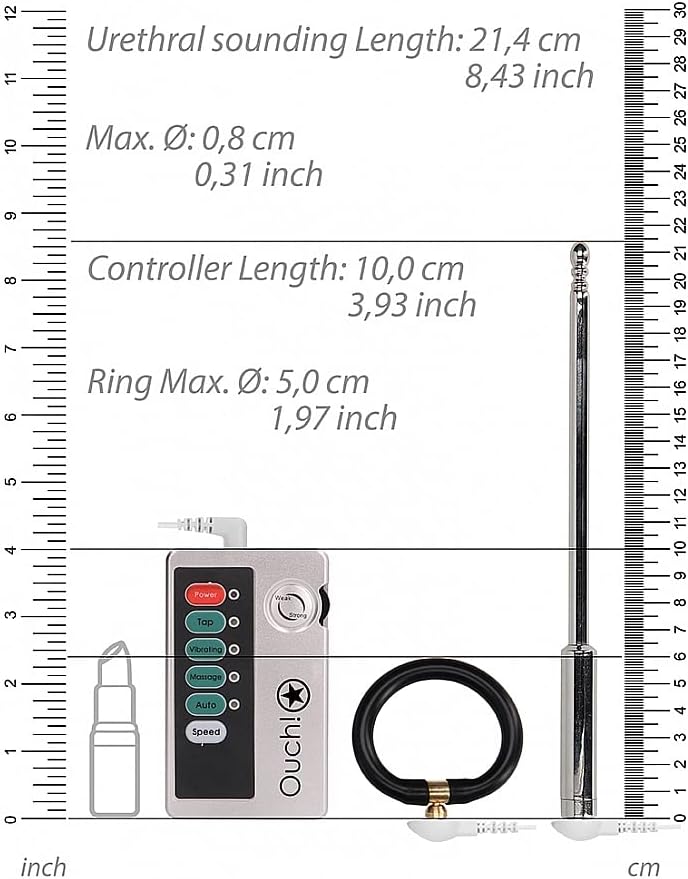 Ouch E-Stimulation 214mm Urethral Sounding Set