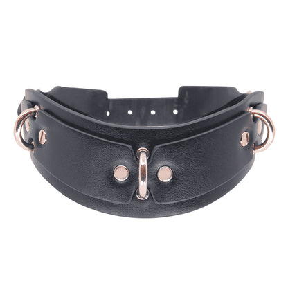 Love In Leather Posture Collar with 3 Rings