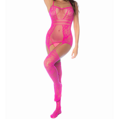 Mapale Floral Fishnet Bodystocking