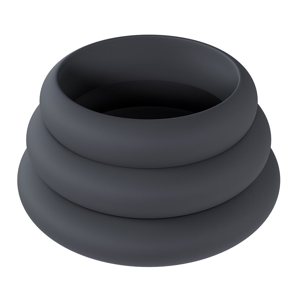 Shots LEVELZ Wide O Silicone Cock Ring - Set of 3 (XS, S, M)