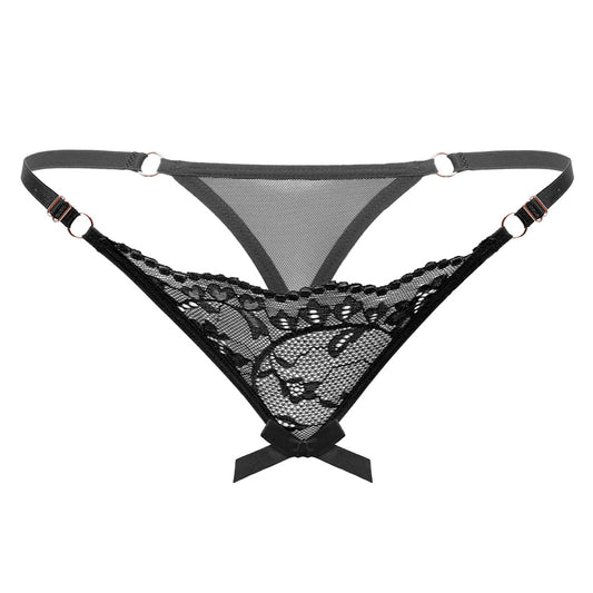 Love In Leather Crotchless Panties