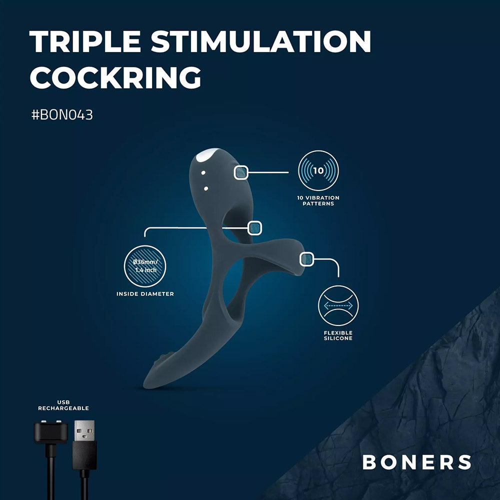 Boners Vibrating Triple Cock Ring