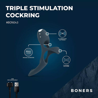 Boners Vibrating Triple Cock Ring