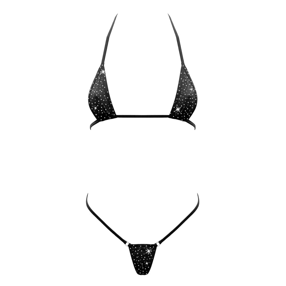 Love in Leather Rhinestone Embellished Micro Bikini