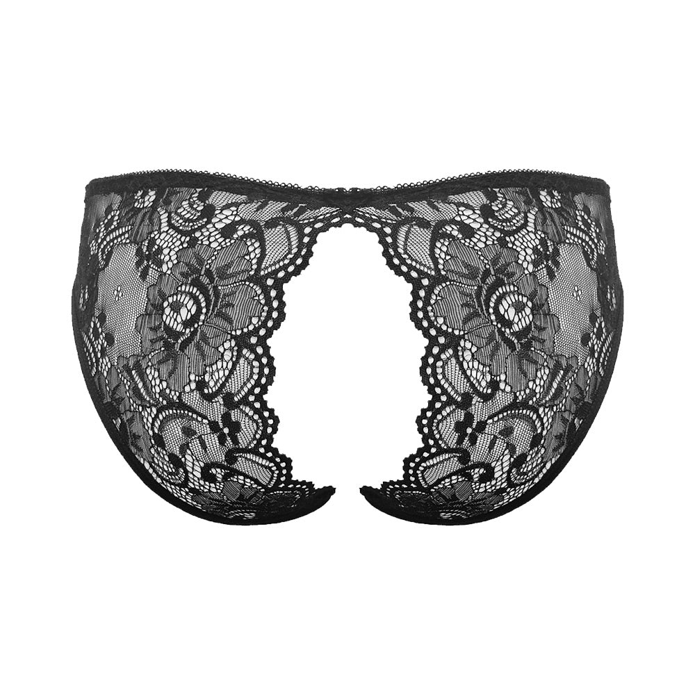 Love In Leather Open Bum Lace Panties