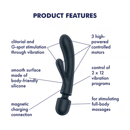 Satisfyer Triple Lover Rabbit Vibrator and Massage Wand