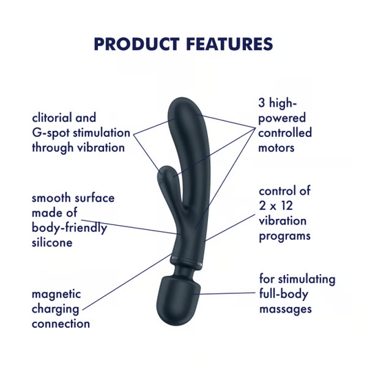 Satisfyer Triple Lover Rabbit Vibrator and Massage Wand