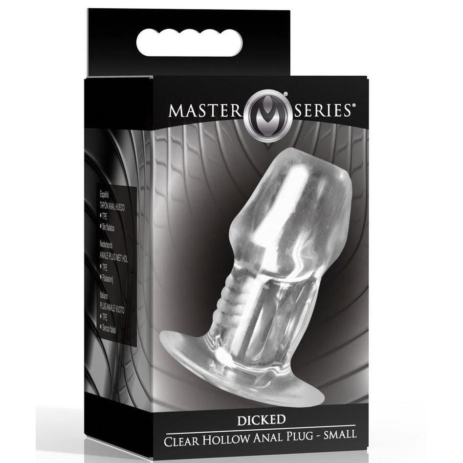 Master Series Dicked Clear Hollow Anal Plug - Small