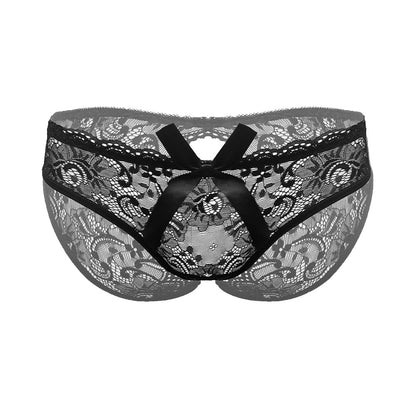 Love In Leather Open Bum Lace Panties